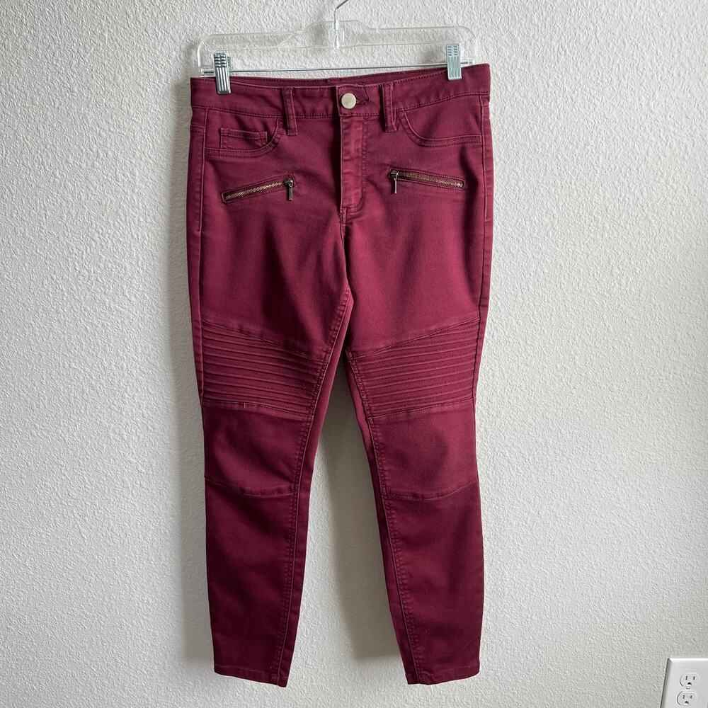 Design Lab Red Mid Rise Skinny Jeans Women's 29 Stretch Biker Baddie